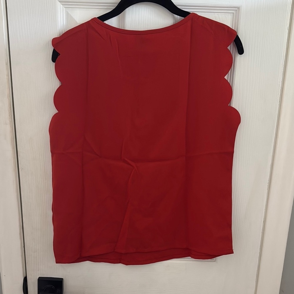 Shein Burnt Orange Scallop-Trim Blouse - Picture 5 of 5